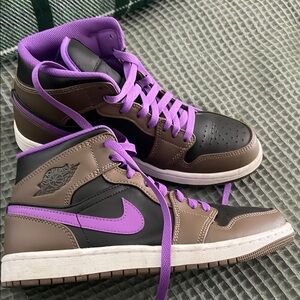 Purple and Brown High-Top Sneakers